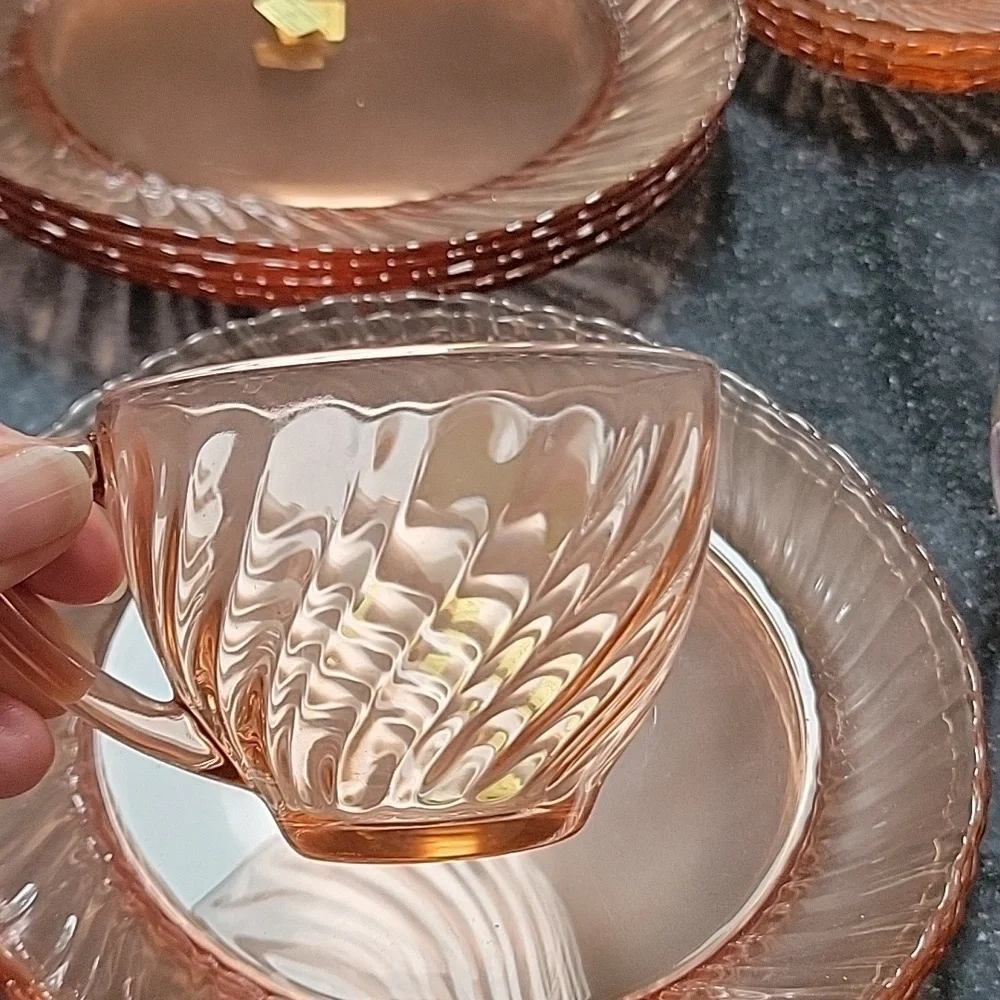 Vintage Arcoroc Dinne Set for 4 Rosaline Made France Midcentury Modern 16 Pieces